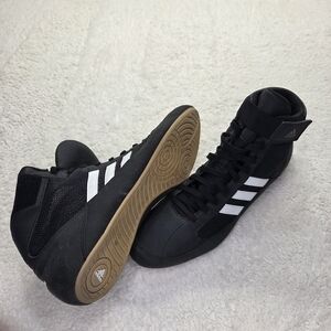 Adidas Men's Black High-Top Sneakers with White Stripes